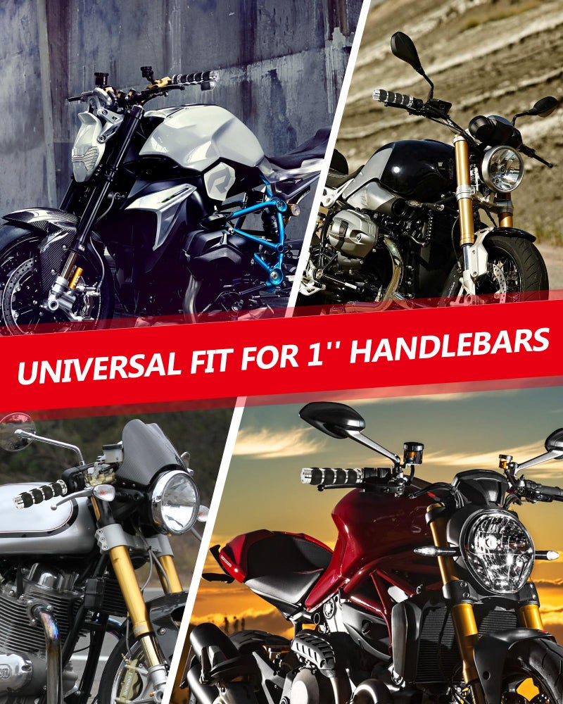 INNOGLOW Motorcycle Hand Grips 1" Universal Non-Slip Handgrips Handlebar Grips with Throttle Assist Chrome Black Aluminum Rubber for Harley Kawasiki Suzuki Cruisers - Image 5